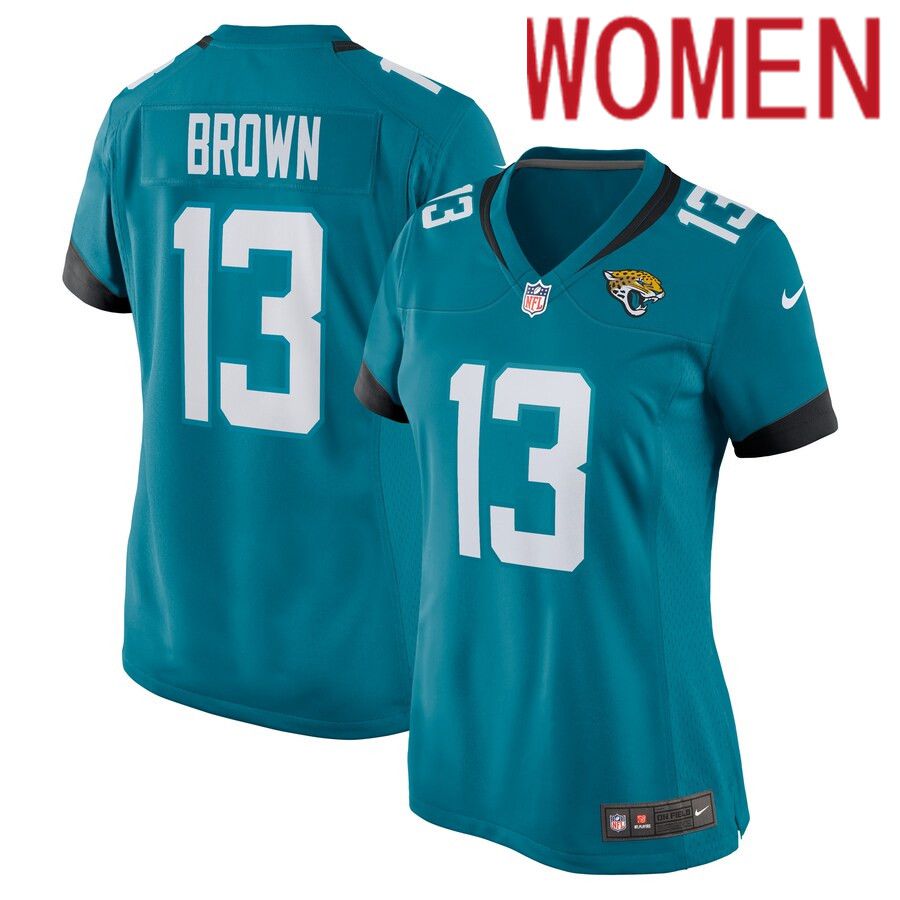 Women Jacksonville Jaguars 13 John Brown Nike Green Game NFL Jersey
